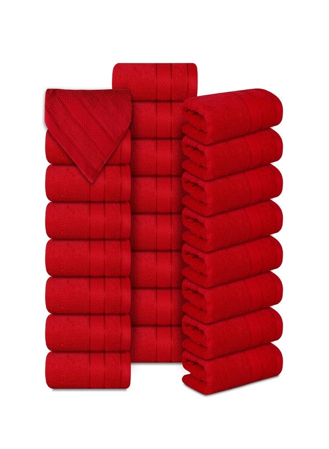 Casa Lino Face Towels & Body Wash Cloths for Showering - 100% Cotton Wash Cloths for Bathroom - Highly Absorbent & Quick Drying Washcloth Set - Cotton Washcloths 24 Pack (12" x 12") - (Red) - Image 1